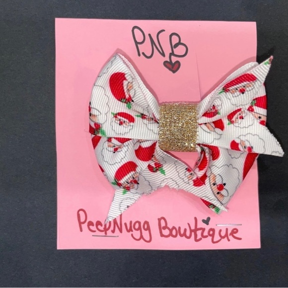 FLASH SALE Christmas Hair Bows - Santa Hair Bows - Hair Clips - Girls Hair Bows - Picture 2 of 7